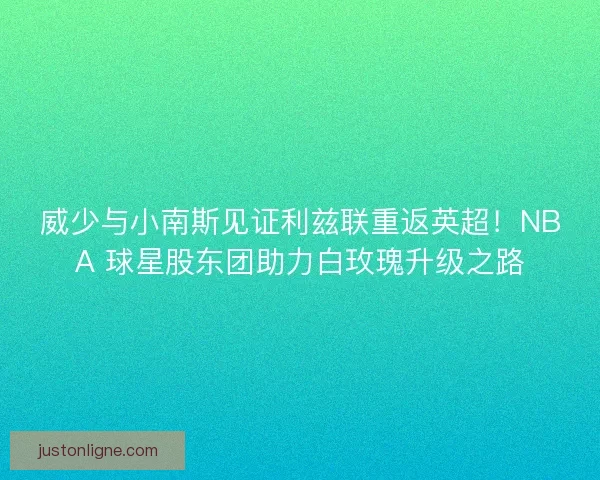 威少与小南斯见证利兹联重返英超！NBA 球星股东团助力白玫瑰升级之路